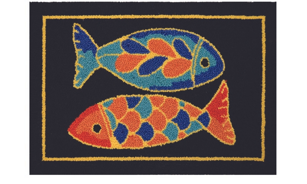 G269PP 20 x 30 in. Colorful Fish Hooked Accent Rug, Polypropylene