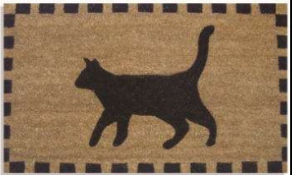 G301 18 x 30 in. Coir Black Cat Welcome Doormat, Beige