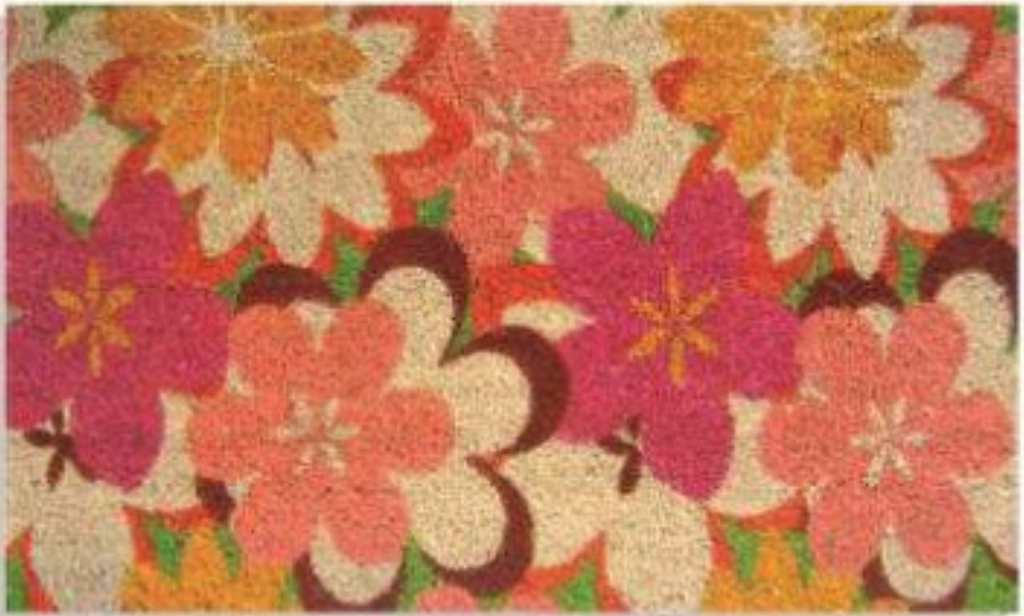G309 18 x 30 in. Coir Iris Flowers Welcome Doormat
