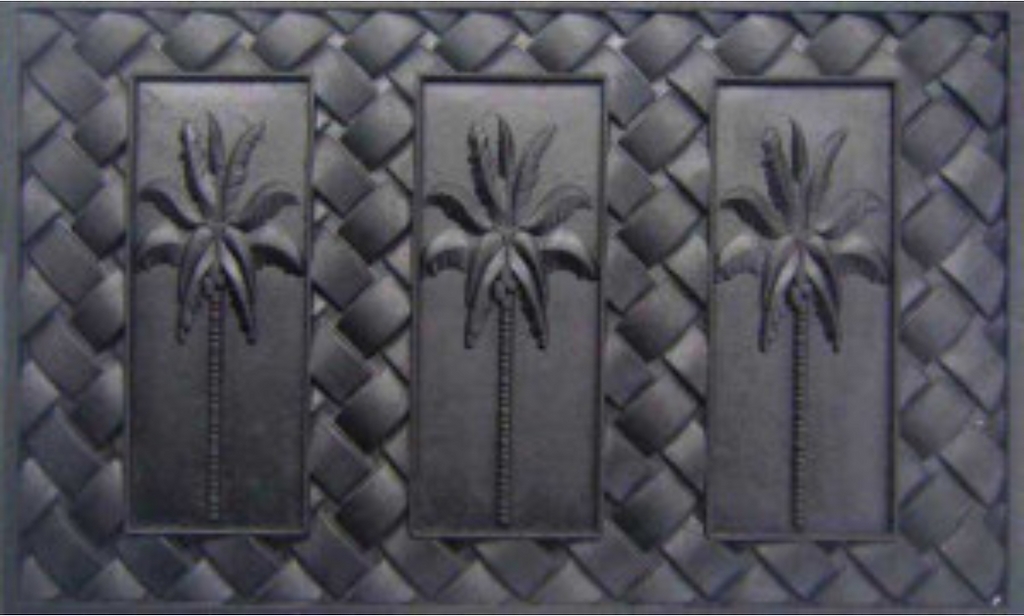 G330 18 x 30 in. Palm Sculpted Welcome Doormat, Black - Rubber