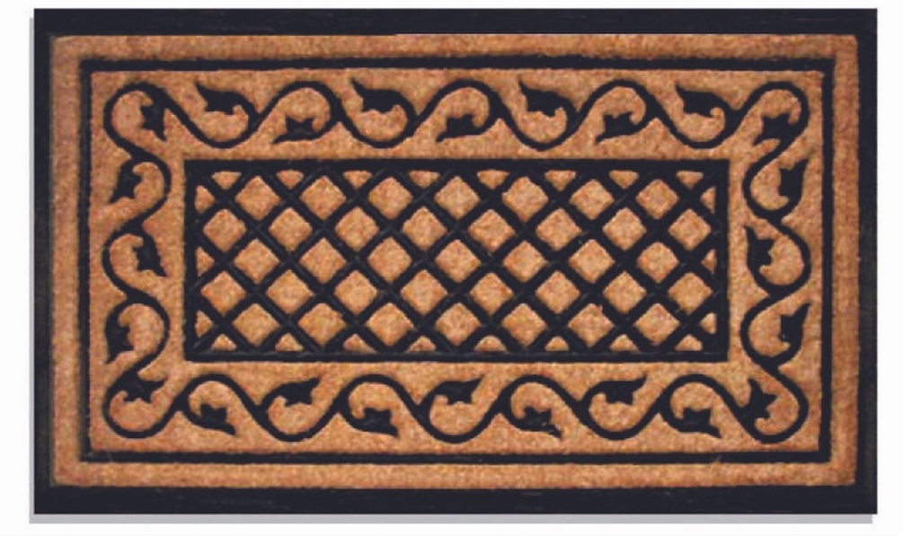 Coir Molded Ivy-Lattice Doormat - Beige - 24 x 39 in. - Rubber Backing