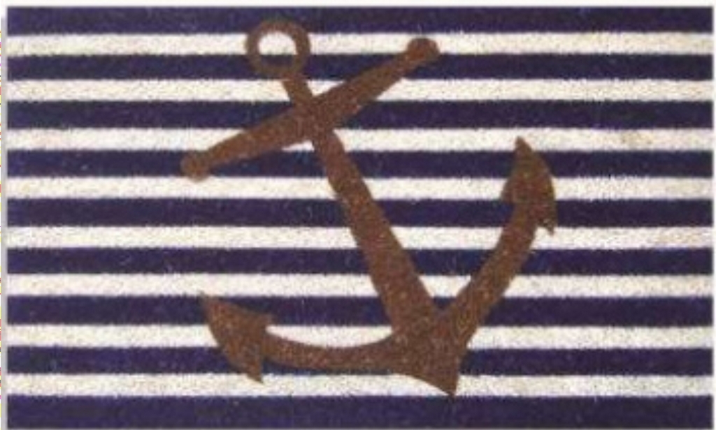 Nautical Anchor Coir Doormat - Blue Stripes - 18 x 30 in - Eco-Friendly Design