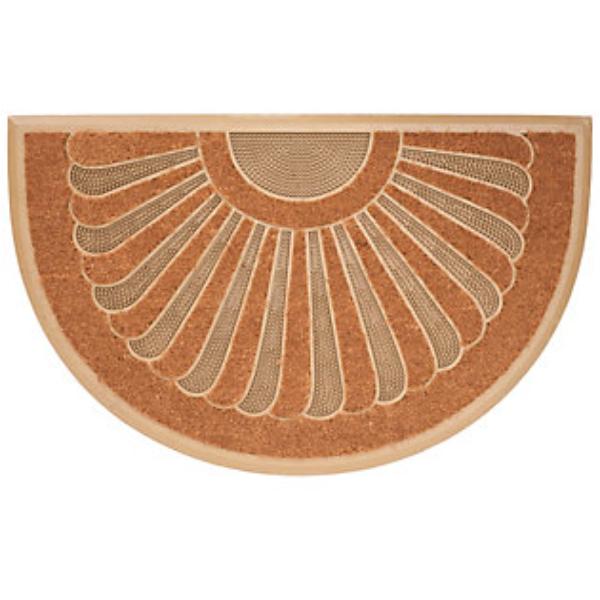 G33 18 x 30 in. Coir Molded Peacock Doormat, Beige - Rubber