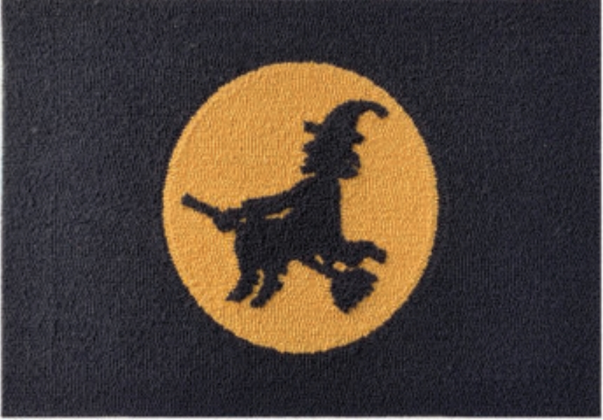 G375 18 x 30 in. Coir Halloween Witch Design Welcome Doormat, Black