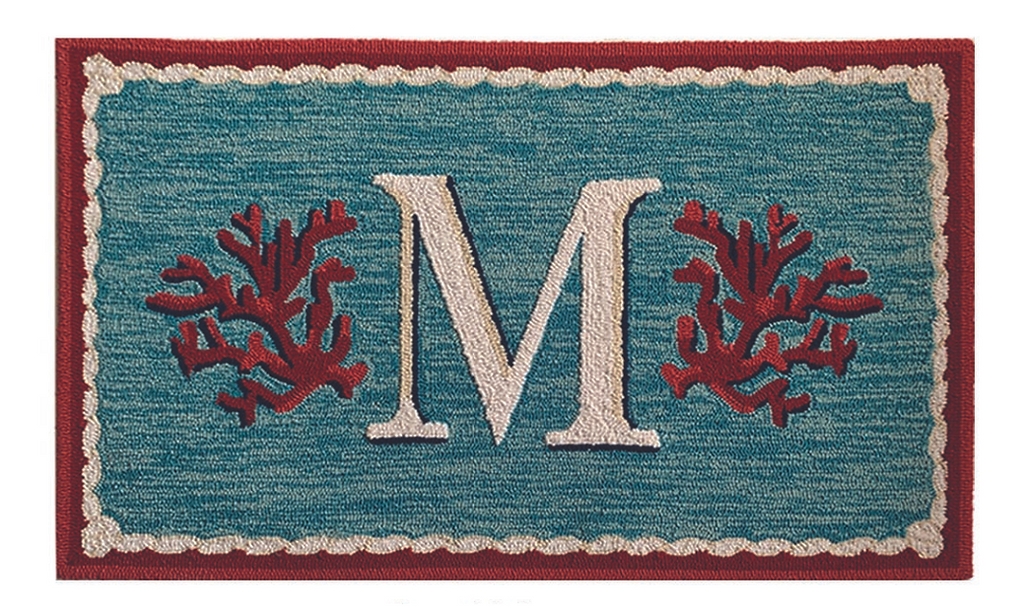 G433PP 20 x 30 in. Coral Initial Monogram Hooked Rug, Polypropylene