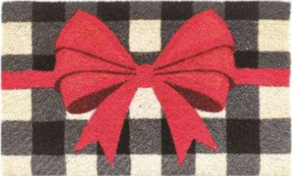 G529 18 x 30 in. Coir Bow & Buffalo Plaid Doormat