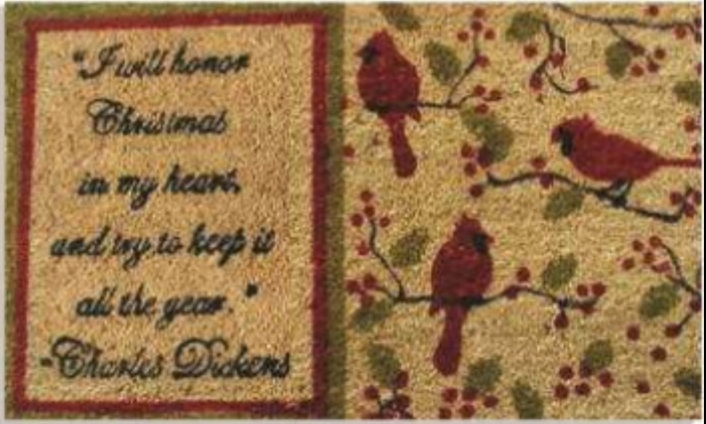 Picture of Geo Crafts G622 18 x 30 in. Coir Christmas Dickens Welcome Doormat&#44; Beige