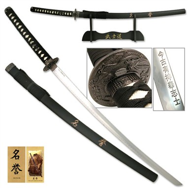 SW316 41.5 in. Black Katana with Bushido Code