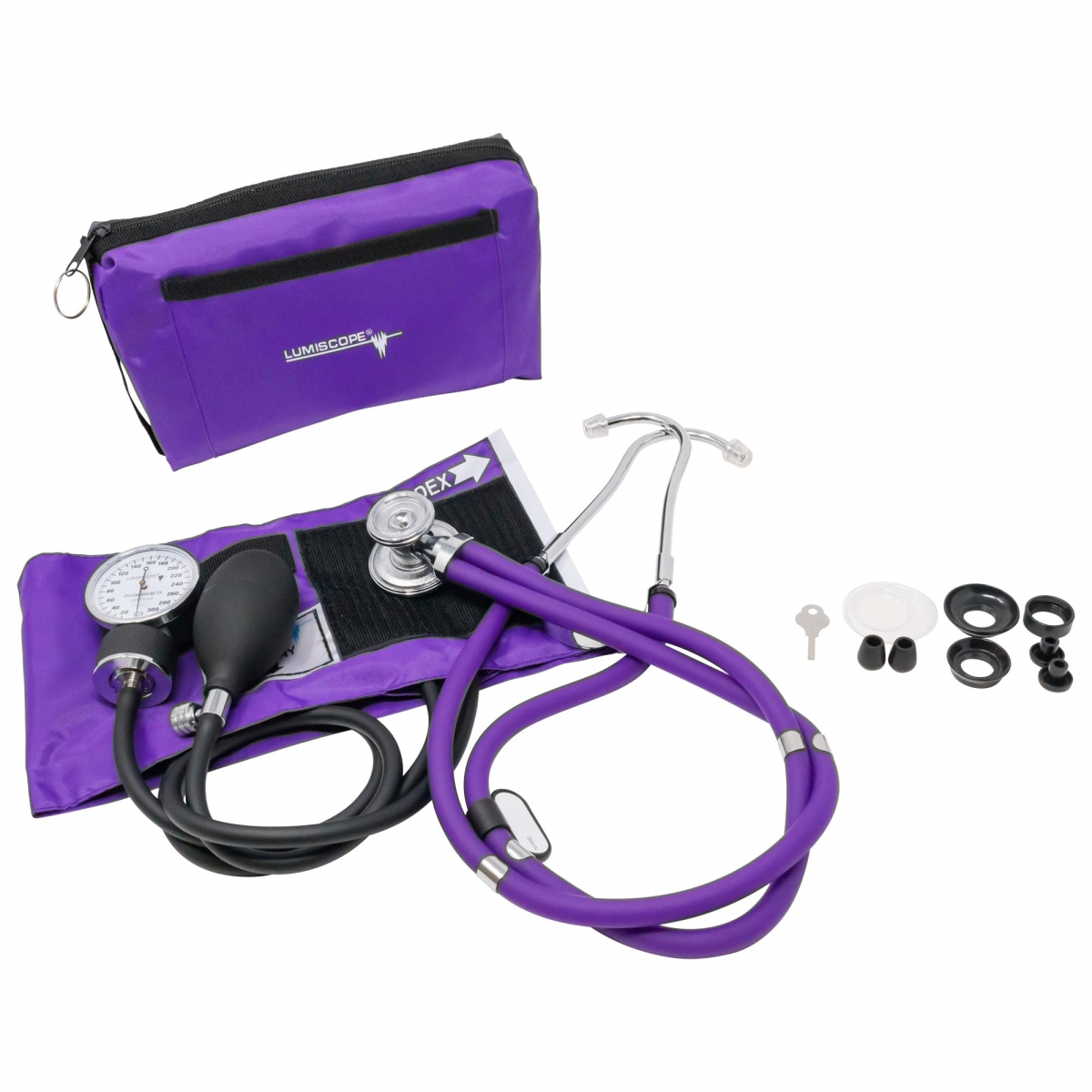 Picture of GF Health Products 100-040GRP 22 in. Lumiscope Aneroid Sphygmomanometer with Stethoscope Tube, Grape - Adult
