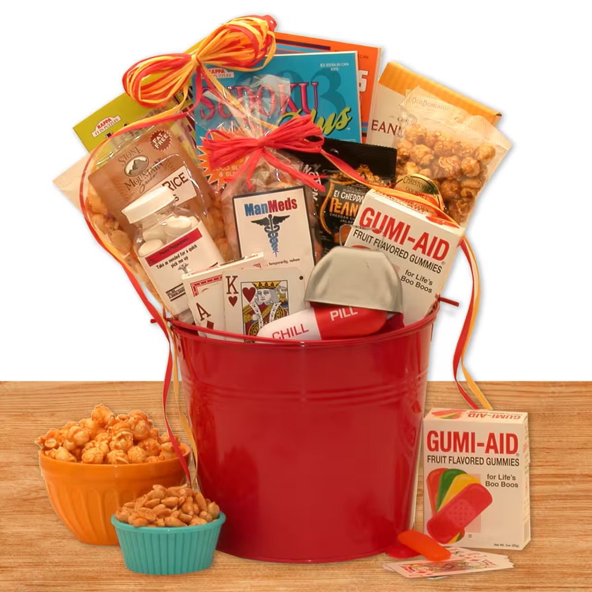 Picture of Gift Basket Drop 813612 Man Meds Get Well Soon Gift Basket for Men