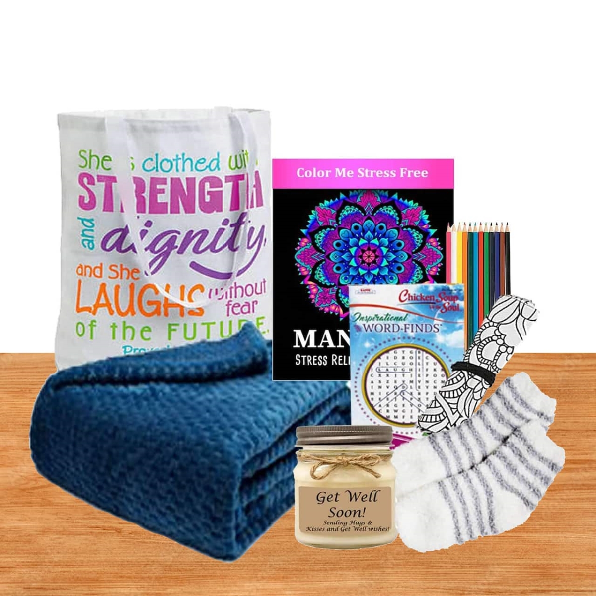 Picture of Gift Basket Drop 8113632 Get Well Gift of Comfort Tote with Blanket Gifts for Women