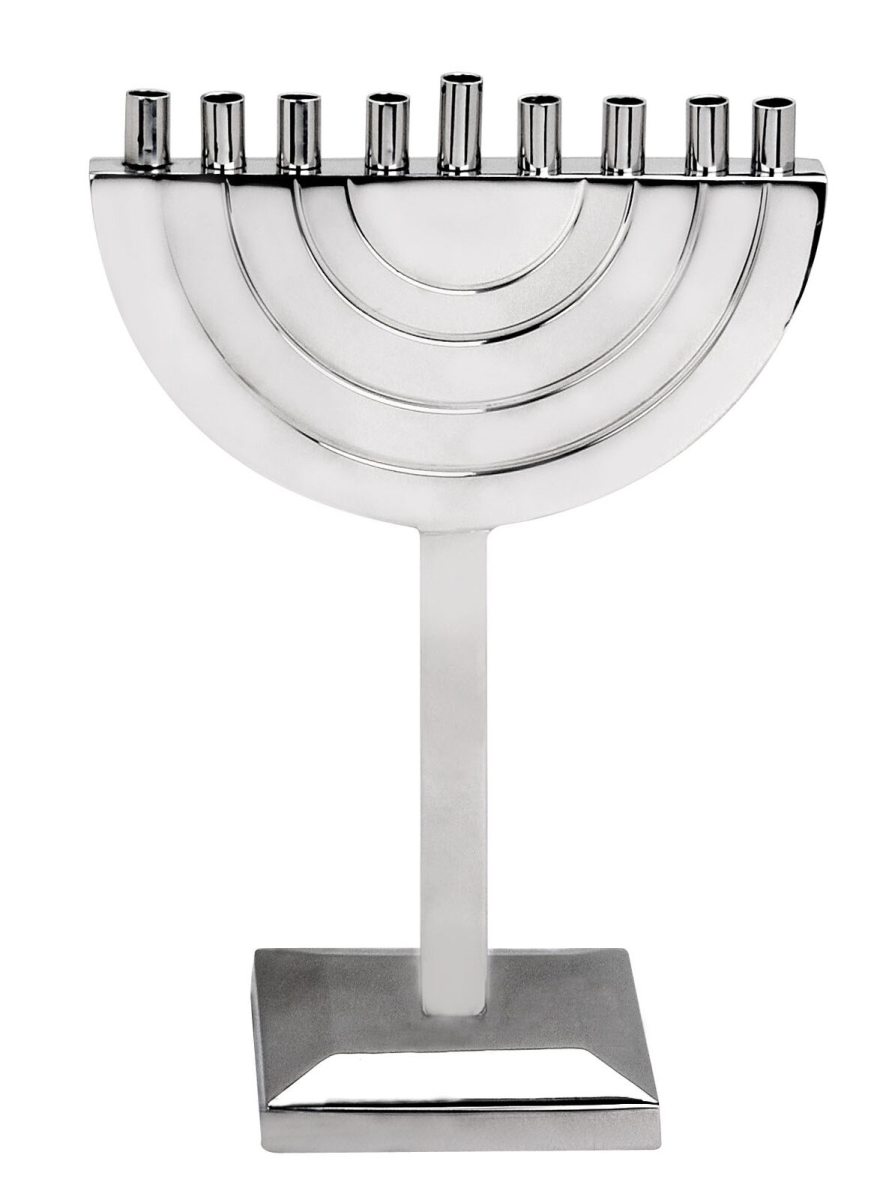 Picture of Israel Giftware Designs M-675 Modern Stainless Steel Menorah - 11.75 x 8 x 4 in.