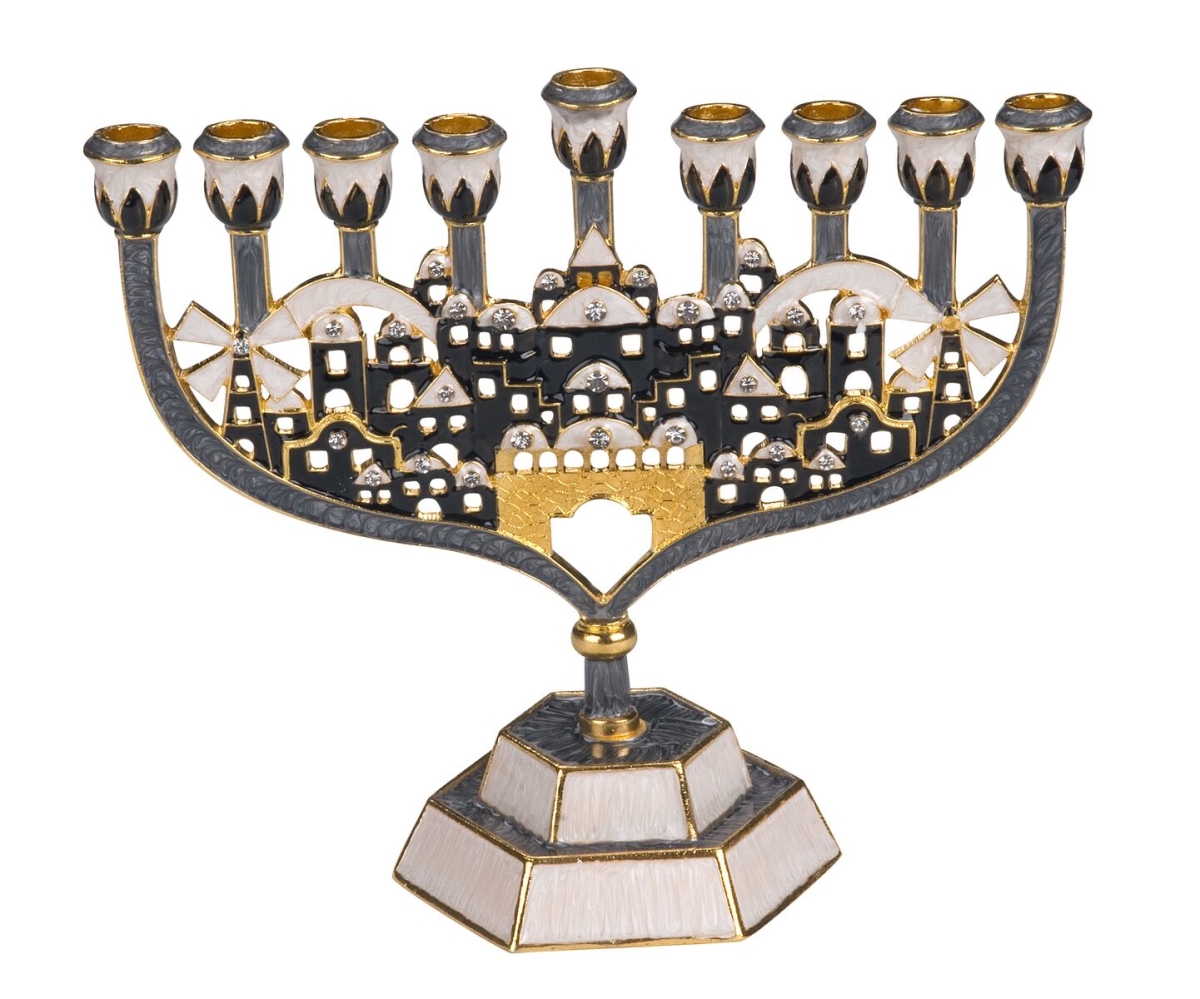 Picture of Giftmark M-695 Menorah with Crystal Accents of Old Jerusalem - Gray & White