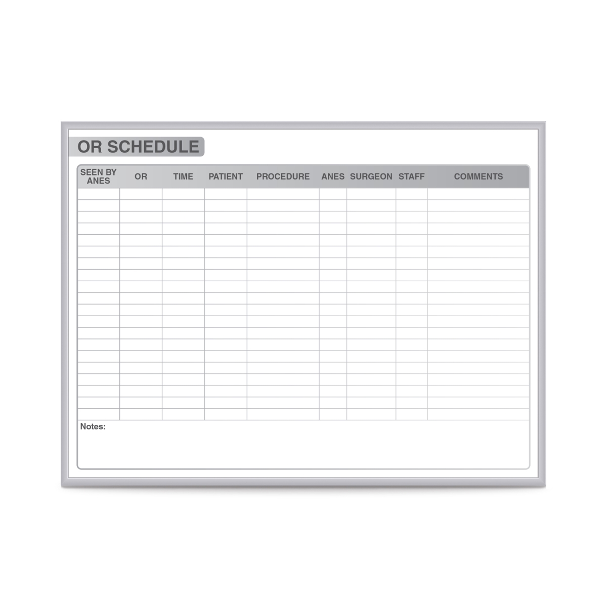 Planning Board, Plastic, 36 1/2 in, 48 1/2 in, Aluminum Frame, White/Gray, Matte