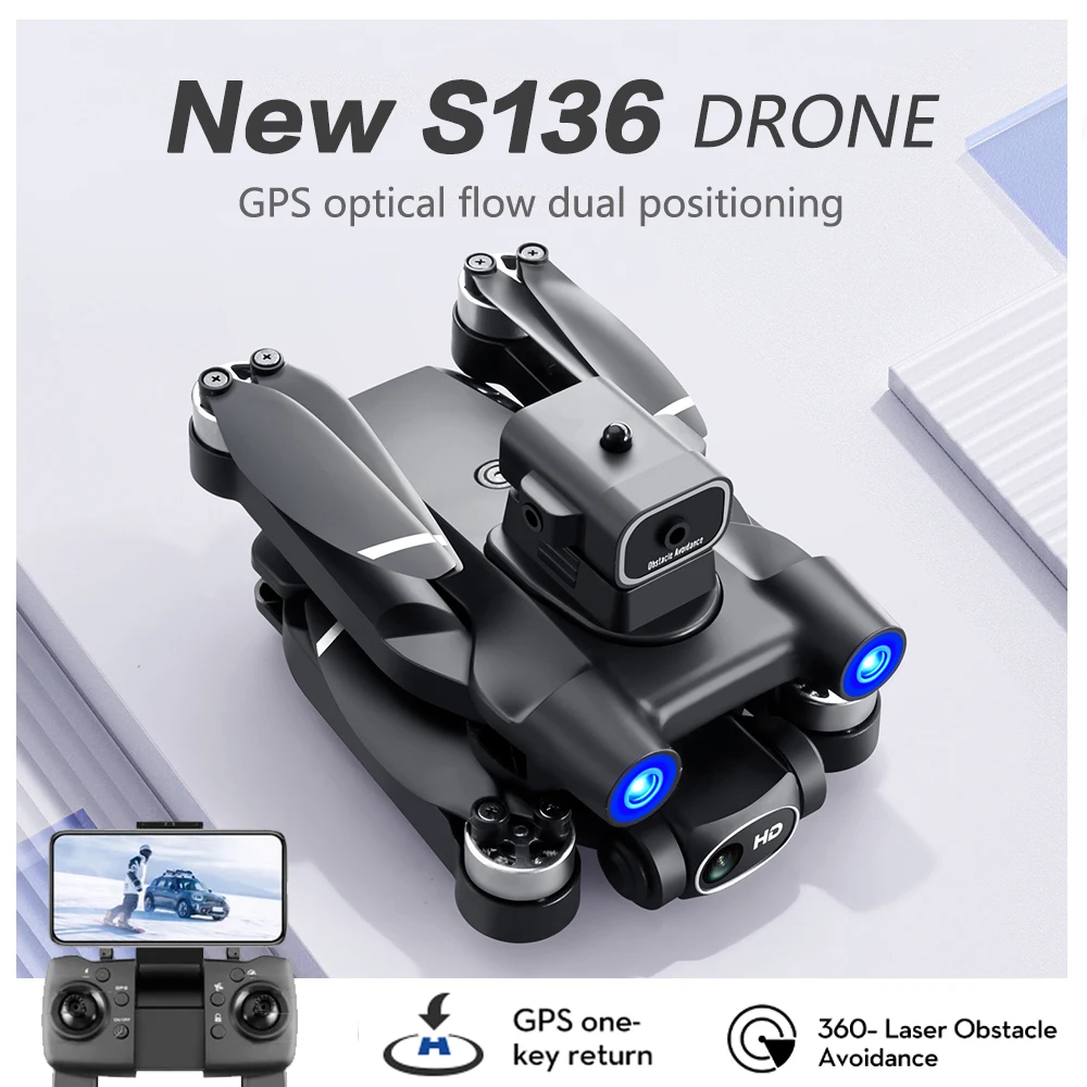 NM61370 Drone Wi-Fi GPS Brushless Motor Optical Flow Localization 4K HD Dual Camera 360 Deg Laser Obstacle Avoidance RC Quadcopter Toys - Black