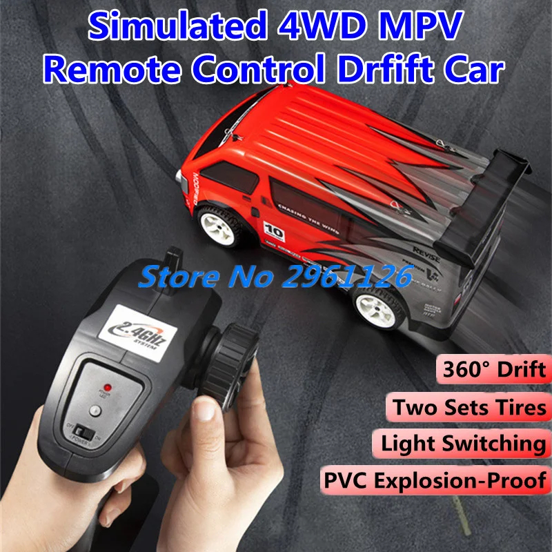 NM61434 4WD MPV Remote Control Drift Car 1-16 360 Deg Drift Two Sets Tires Light Switching PVC Explosion-Proof RC Truck Car Toy