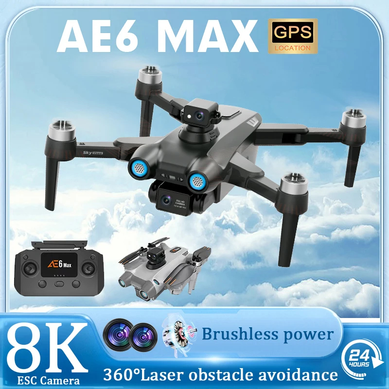 NM61610 Max FPV Drone GPS 8K Professional ESC Dual Camera Obstacle Avoidance Brushless Motor Quadcopter GPS Drones RC 5000M Gift Toy - Black & Gray