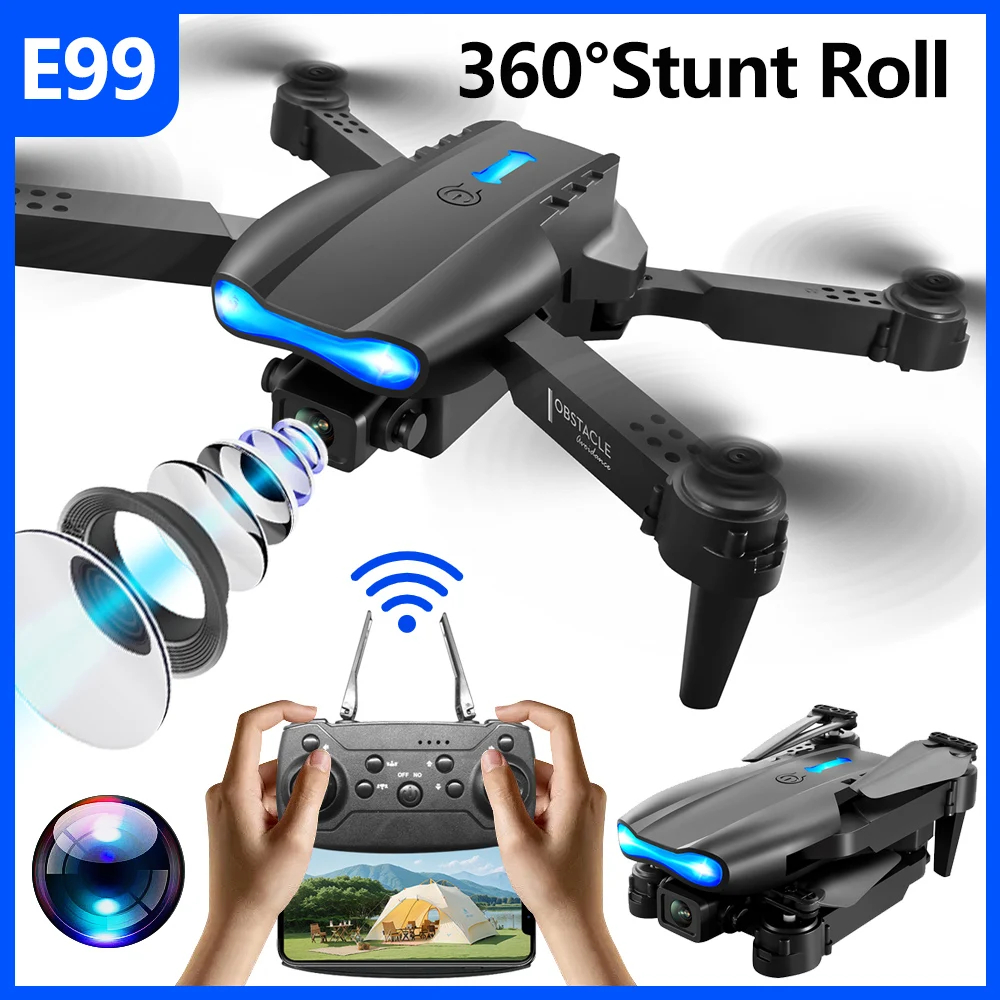NM58291 One-click Drone E99 UAV 360 deg Rotating Folding Mini Remote Control Wi-Fi Aerial Photography Quadcopter Toy Helicopter