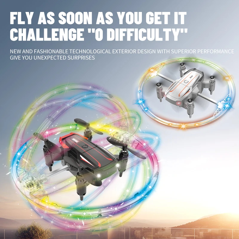 NM58297 RC Drone with Cool Light Kids Toy Tumbling Smart Helicopter Fixed Height Remote Control Quadcopter Toy Children Gift - White & Black