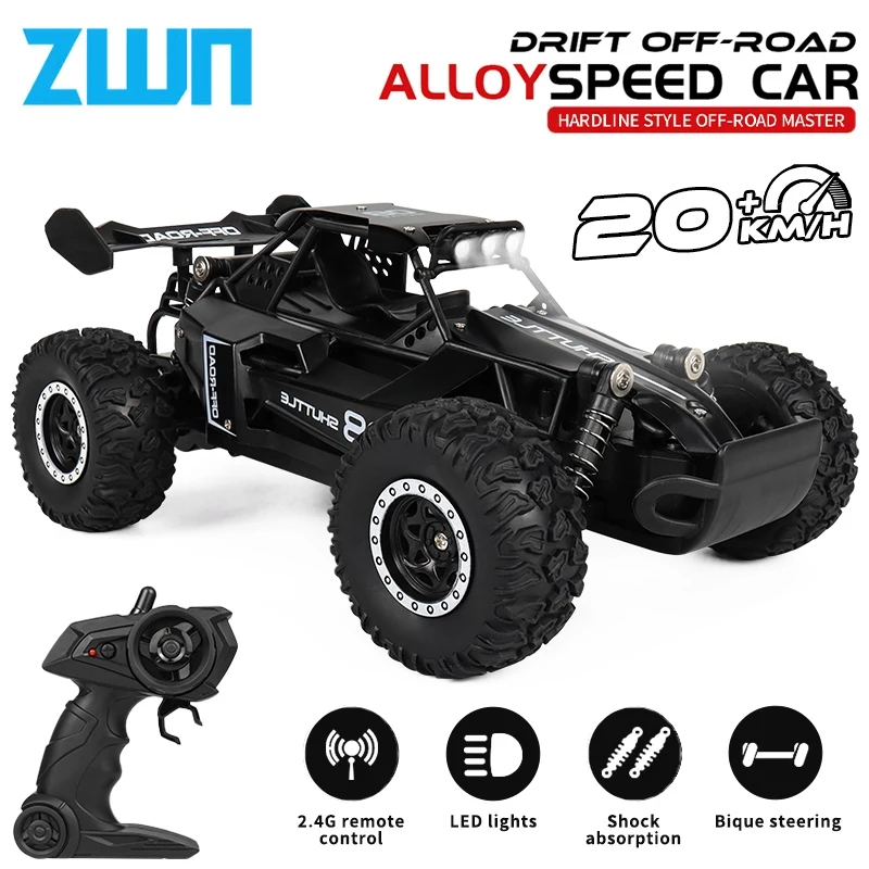 NM58393 1-16 2.4GHz Model RC Car with LED Lights 2WD Off-road Remote Control Climbing Vehicle Outdoor Cars Toys for Boys Girls Gifts