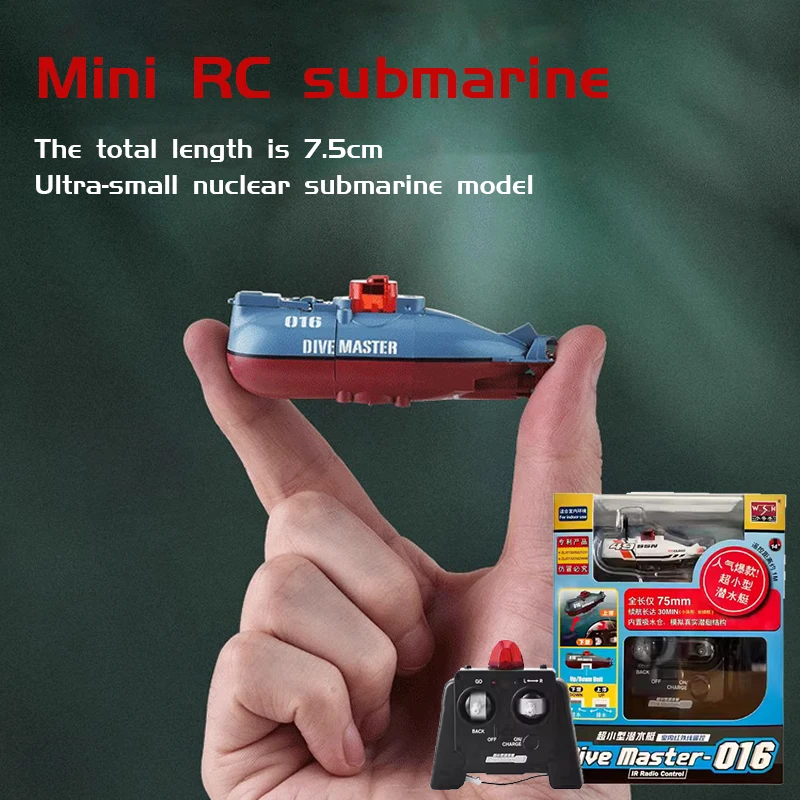 Mini RC Boat Submarine AGM Remote Control Boat Waterproof Diving Toy Simulation Model Gift for Kids Boys Child