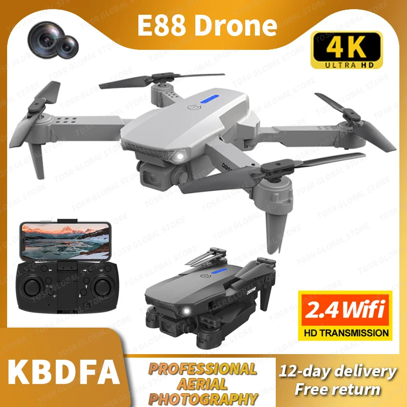 NM58447 Drone HD 4K Dual Camera 8K Mini Wi-Fi Aerial Photography Foldable Quadcopter Toys Professional Wide Angle RC Drone Gifts - Black & White