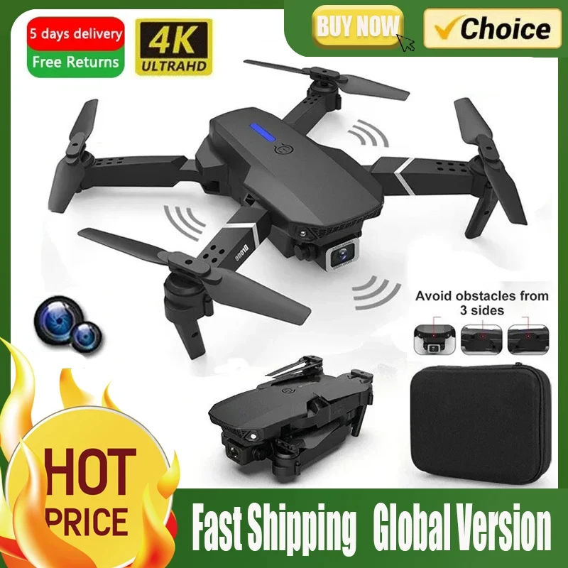 NM58465 RC Drone 4K Professional with 1080P Wide Angle Dual HD Camera Foldable RC Helicopter Wi-Fi FPV Height Gift Hold Apron - Black & White