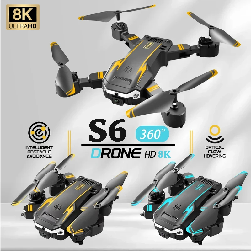 NM58583 S6 Drone 8K HD Professional with Dual Wide Angle Camera Wi-Fi FPV Obstacle Avoidance Drone Foldable RC Quadcopter Toy Gifts
