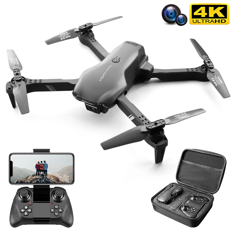 NM58607 V13 Mini Drone 4K HD Professional with 1080P Dual Camera 2.4G Wi-Fi FPV Drone Foldable RC Quadcopter Gift Toy - Black -  UNO1RC