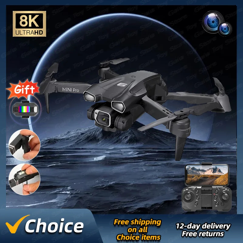 NM58636 Mini Drone 4K Professional HD 8KDual Camera Optical Flow Air Pressure Fixed Height RC Drone Foldable Quadcopter Toys Gift