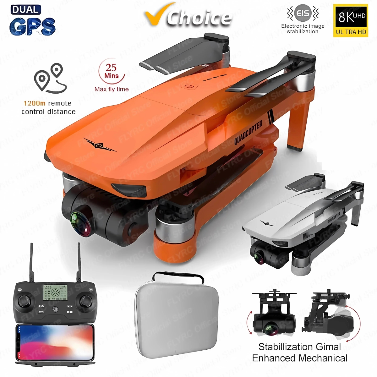 NM62076 GPS RC Drone 8K Professional Dual Camera Brushless Two-Axis EIS Gimbal 5G Wi-Fi FPV Photography Foldable Quadcopter 1200 m