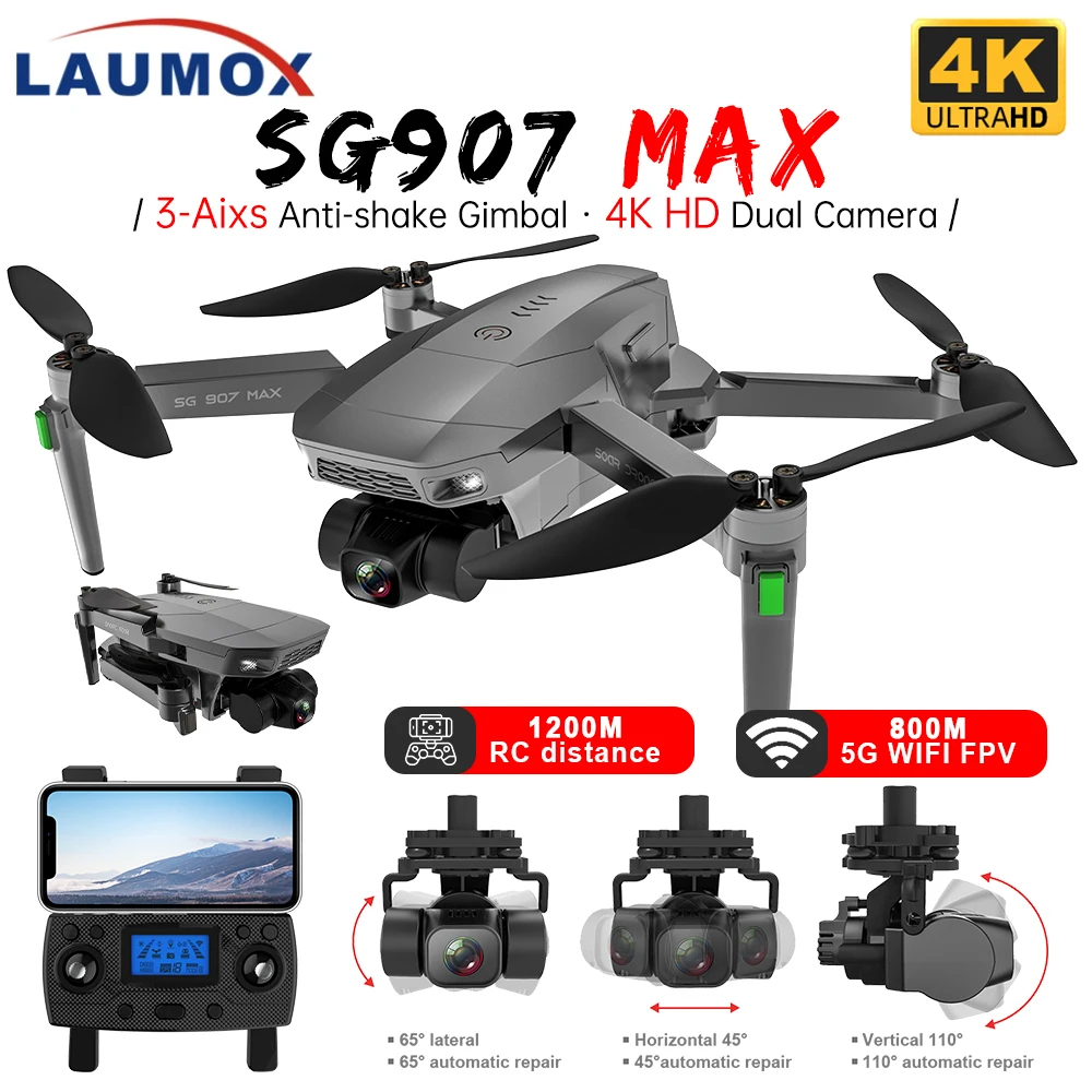 NM62127 SG907 Max GPS Drone 4K Professional 5G FPV Wi-Fi with 3-Axis Gimbal HD Camera ESC Brushless Moto RC Quadcopter VS KF102 Max