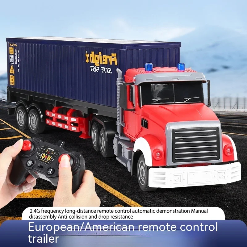 NM61832 Container Truck Double-Decker Transporter Electric Remote Control Semi-trailer Tractor Flat Trailer RC Boys Toys