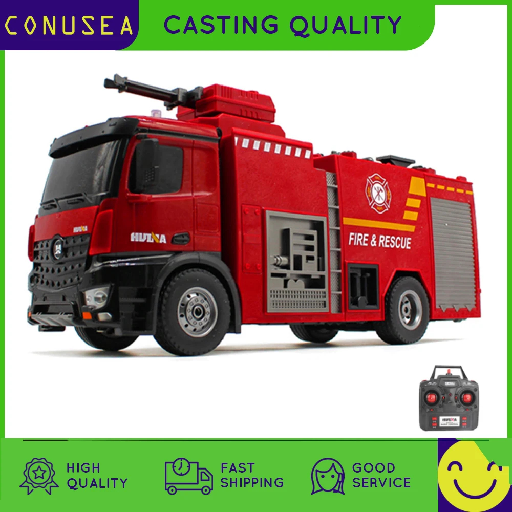 NM61853 1-14 Big RC Fire Truck Electric Car Children Large Toy Trucks for Kids Water Spray Remote Control Car Educational Toy Boy - Red