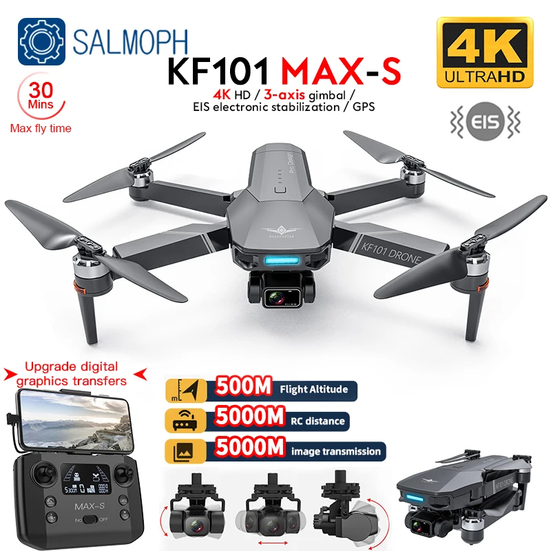 NM62331 MAX-S Drone Professional with 4K Camera 5KM Wi-Fi 500m Height EIS 3-axis Gimbal FPV Brushless Quadcopter RC GPS Drone