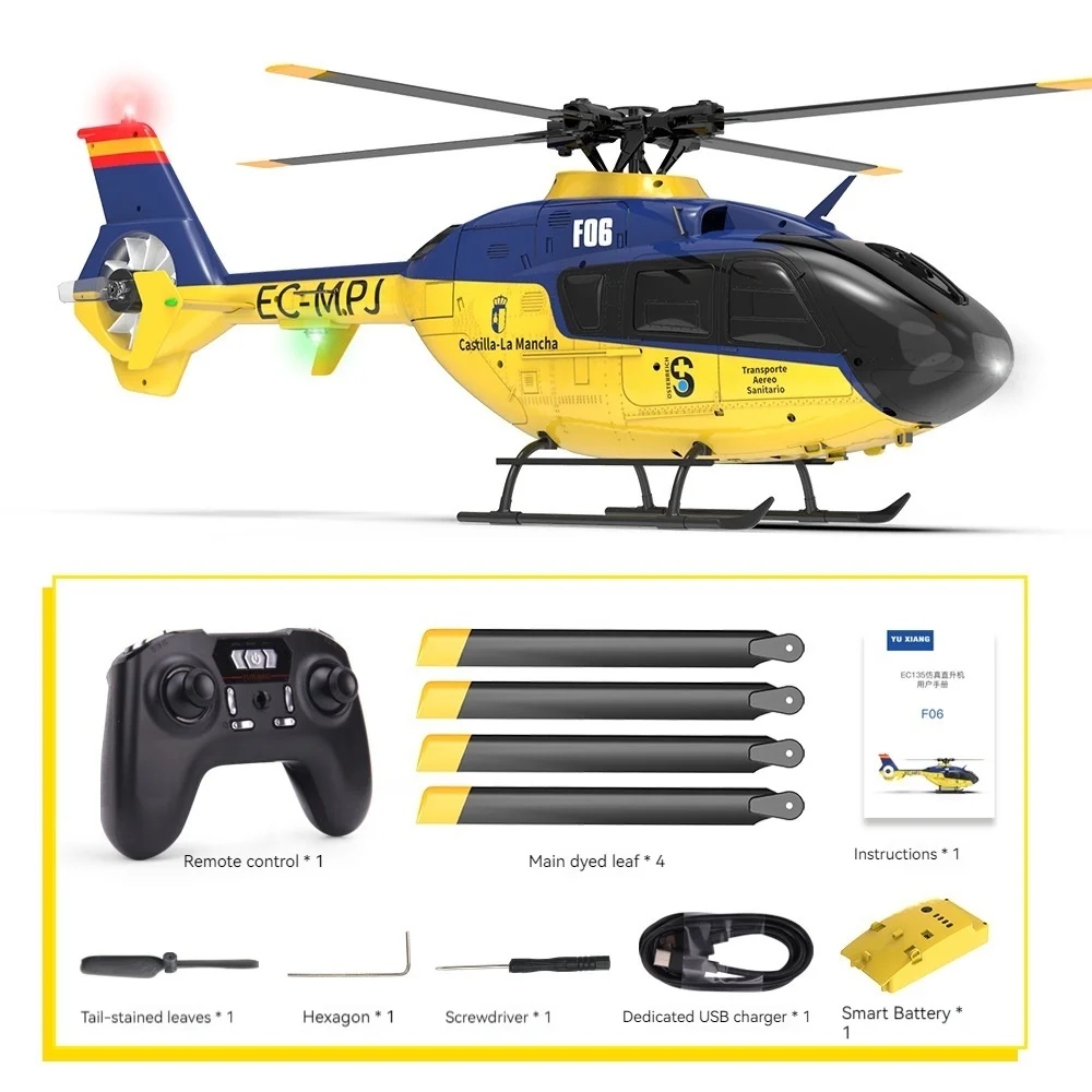 NM62424 Latest RC Helicopter F06 Simulator Controls A Simple EC135 Stunt Model Aircraft As A Gift for Childrens Holiday Birthday Toys