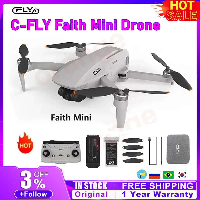 NM62431 Faith Mini 4K Professional Drone 3-Axis Gimbal Foldable with HD Camera Wi-Fi Brushless Motor GPS Drone RC Quadcopter