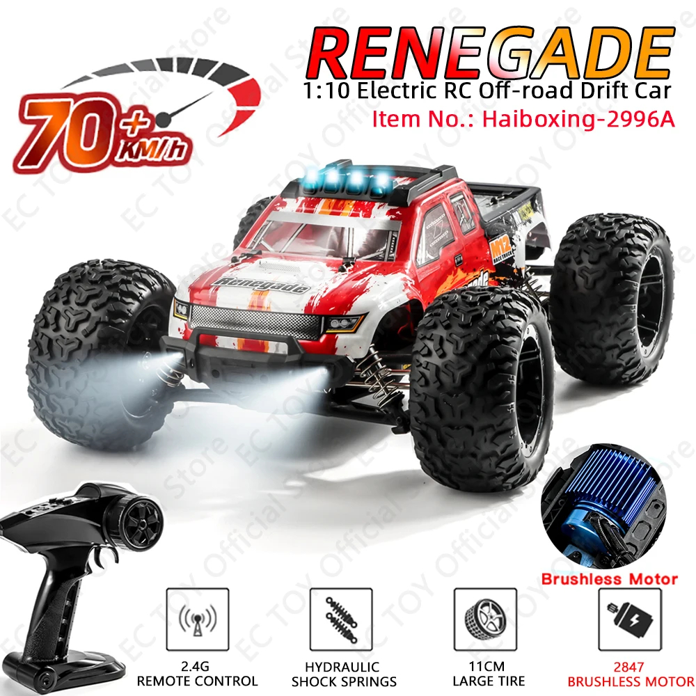 NM62434 2996A 1-10 70KM-H 4WD RC Car with LED Off Road Remote Control Cars High Speed Drift Monster Truck for Adult Kids Toys