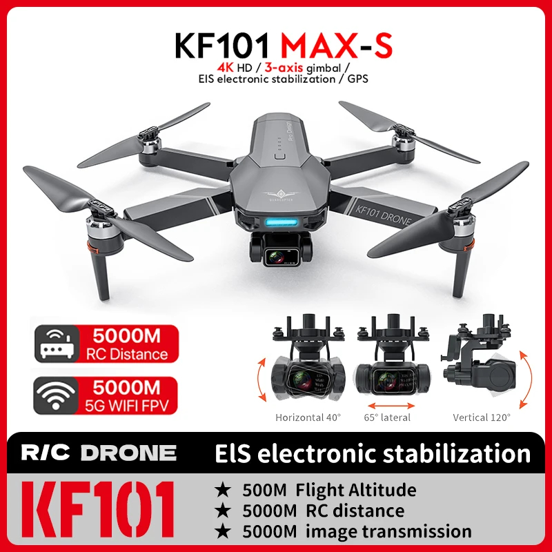 NM62446 MAX-S 5KM GPS Drone 4K Camera with 3-Axis EIS Anti-Shake Gimbal Professional Quadcopter Brushless Wi-Fi FPV Drone RC Toy