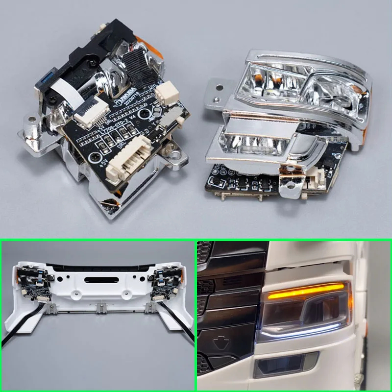 NM62523 Simulation Headlights Light Turn Signal Lamp for 1 by 14 Tamiya RC Truck Car Scania 770S 6X4 56368 8X4 56371 DIY Parts Toys - White