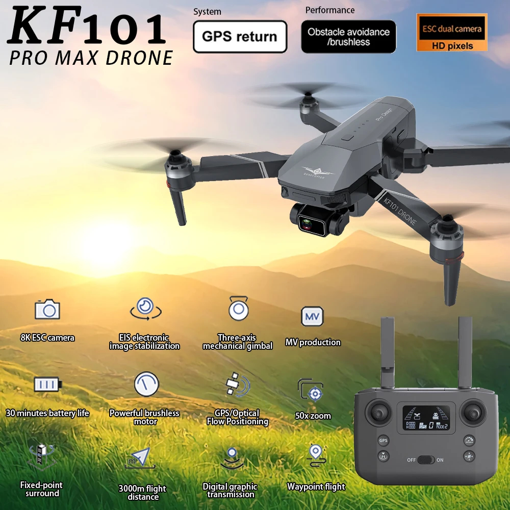 NM62489 Pro 3-Axis Gimbal Professional Drone GPS Wide Angle Shooting Obstacle Avoidance Drone RC Folding Quadcopter 5KM VS KF102