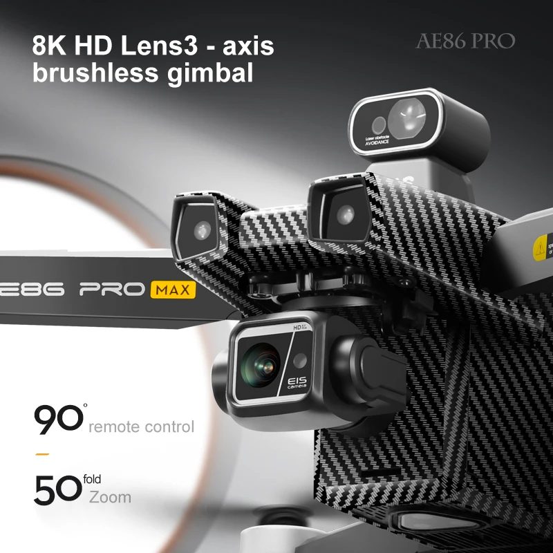 NM62599 AE86 Pro Max Drone 8K Professional Aerial Photography Dual Camera Drones 360 Deg Obstacle Avoidance GPS FPV RC Quadcopter Toys