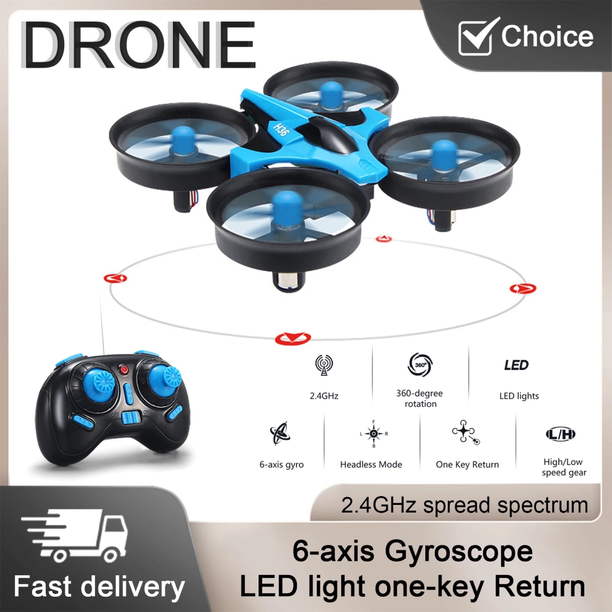NM58315 H36 RC Mini Drone Helicopter 2.4GHz Toy 6-axis Drone Headless Mode 6Axis with LED Light One Key Return 360 Degree Flip Toys