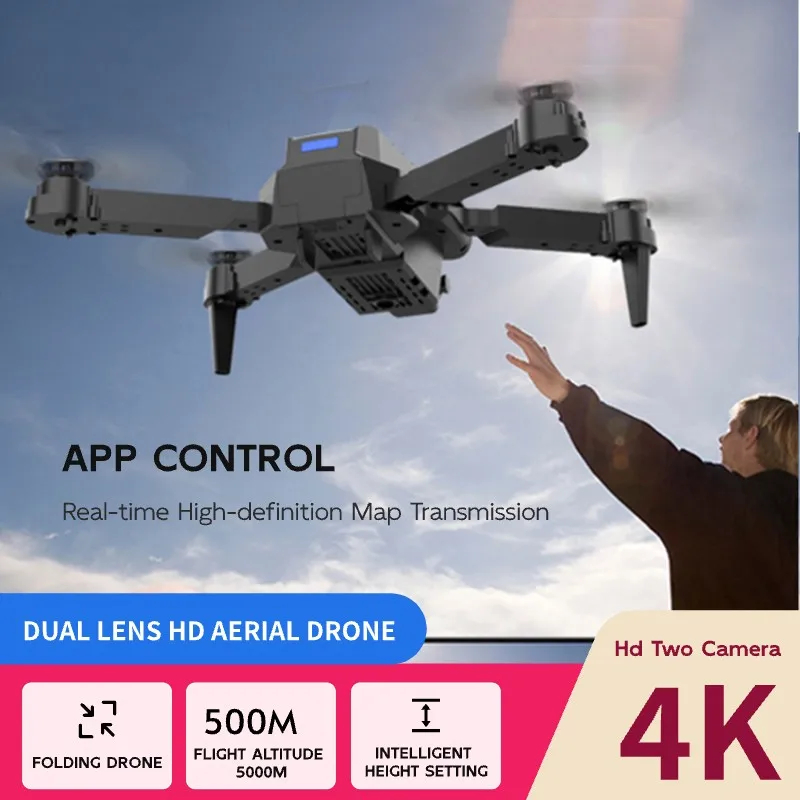 NM58369 4K Drone 1080P Wide Angle Dual HD Camera Foldable RC Helicopter Wi-Fi Fixed Altitude Intelligent Aerial Drone
