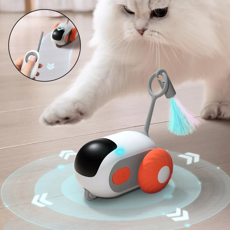 NM58377 Control Interactive Cat Car Toy USB Charging Chasing Automatic Self-moving Remote Smart Control Car Interactive Cat Toy