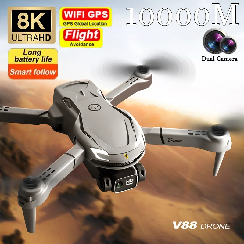 NM58413 Wi-Fi FPV Drone with 8K Professional Dual Camera Drones Height Hold RC Foldable Quadcopter Helicopter Toys Childrens Gift