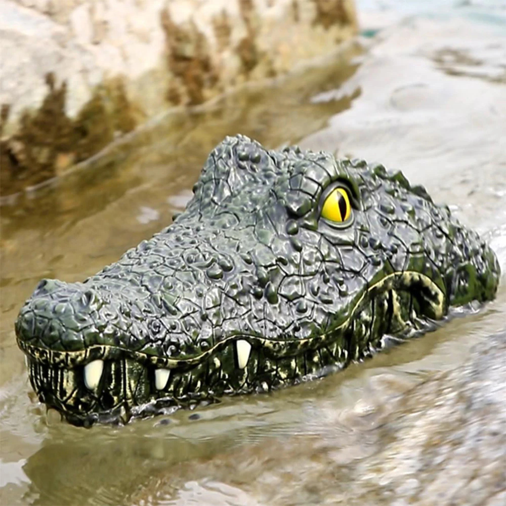 NM58647 Boat Ship Toy Simulation Crocodile Head 2.4G Remote Control Joke Alligator Decoy Electric Toys Summer Water Spoof Toys Gift - Green