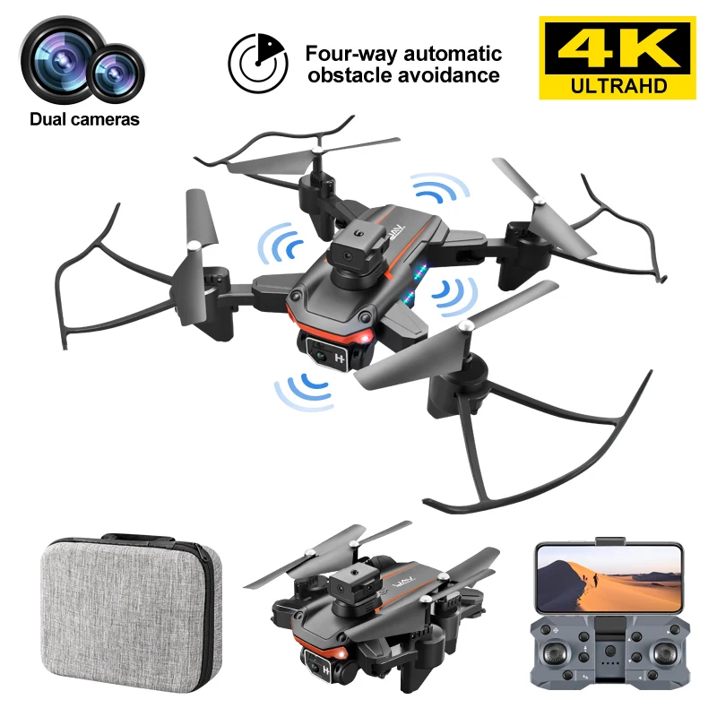 NM58990 Drone 5G FPV Brushless Motor Optical Flow Localization 4K HD Dual Camera 360 Deg Laser Obstacle Avoidance RC Quadcopter Toys - Black & White