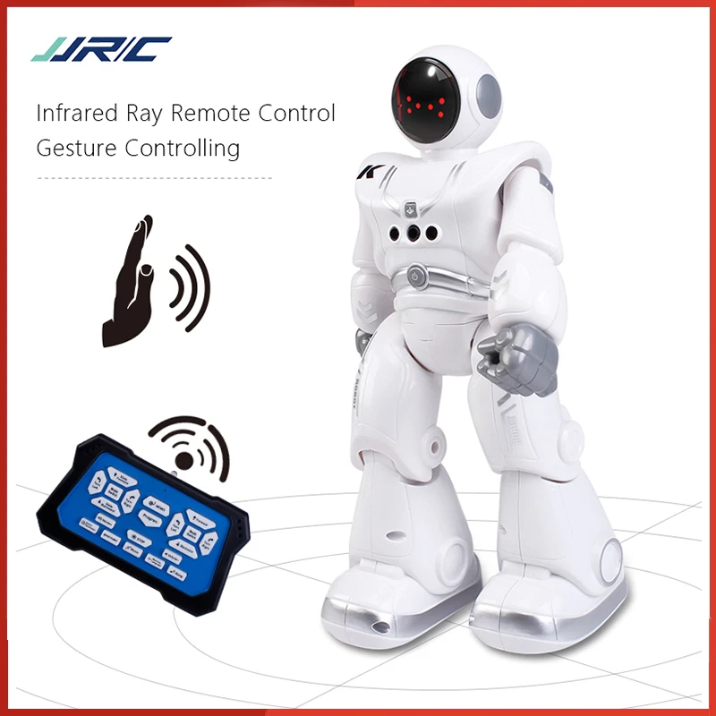 NM58704 Automatic Presentation Intelligent RC Robot JJRC R18 RC Robot Gesture Sensor Smart Robots Toys for Boys Children - Gray & Blue