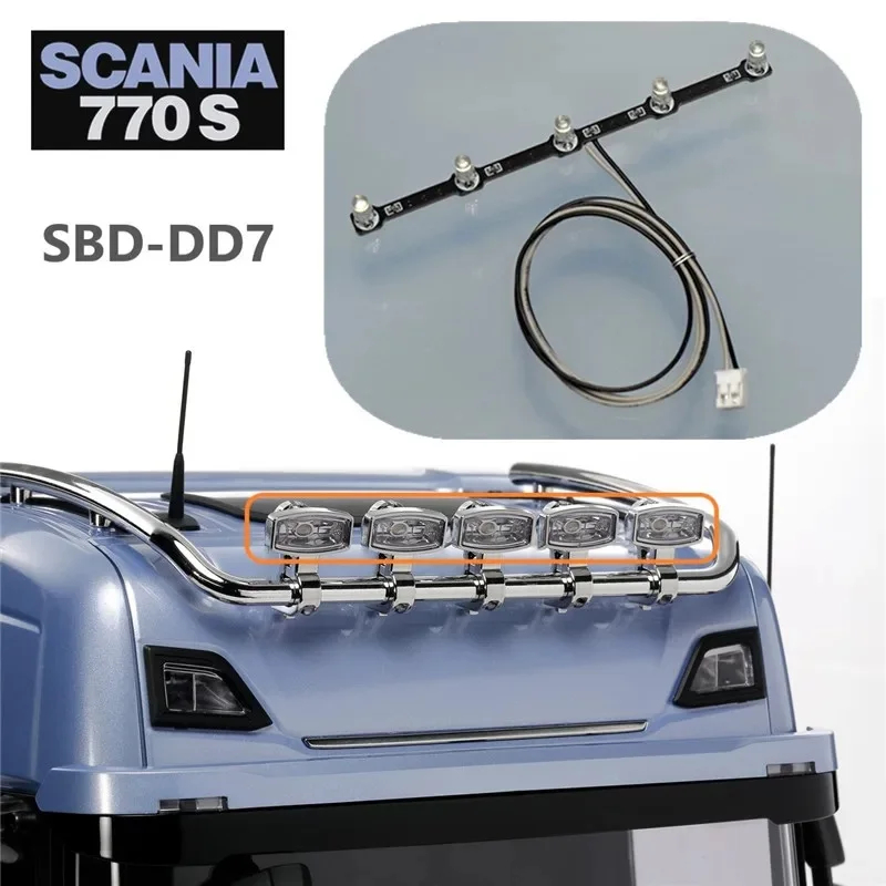NM58792 LED Roof Spotlight PCB Light Board Decorate for 1 by 14 Tamiya RC Dump Truck Scania 770S 6x4 56368 8X4 56371 Car Accessories - Black